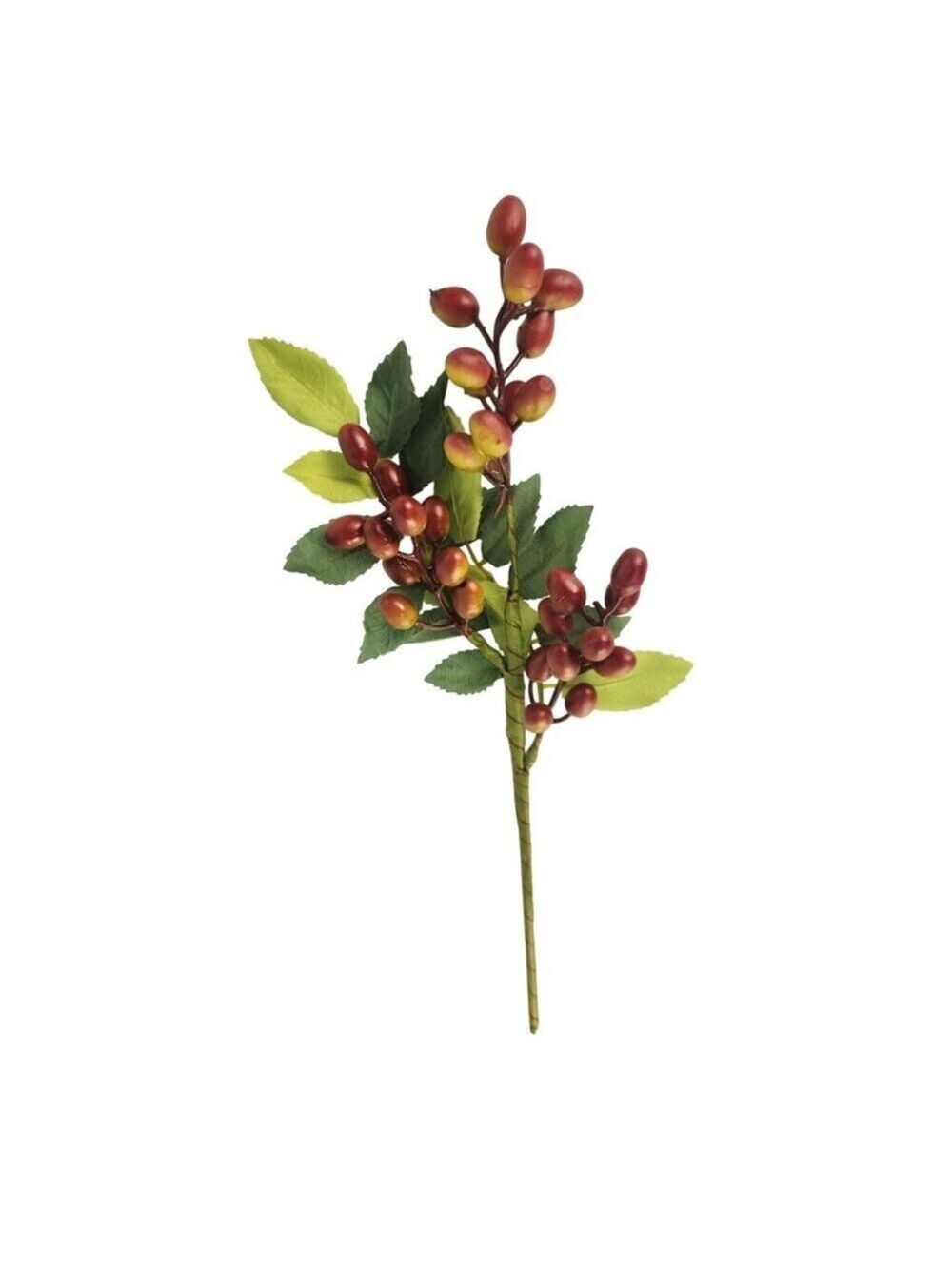 Burgundy Berry Stem 13.5 Inch Artificial Berry Branch Farmhouse Lodge Cabin Deco